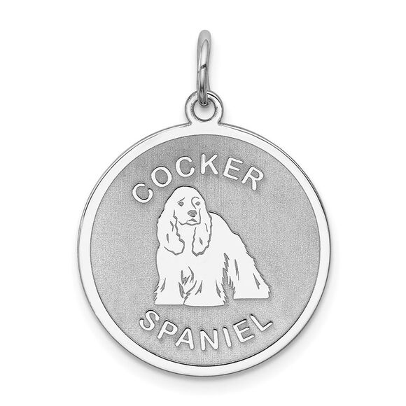 Sterling Silver Laser Etched Cocker Spaniel Dog Pendant, 19mm - Picture 1 of 5